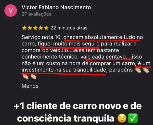 cliente comprou o carro com a consciência tranquila